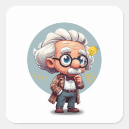 Albert Einstein 2 Quadratischer Aufkleber