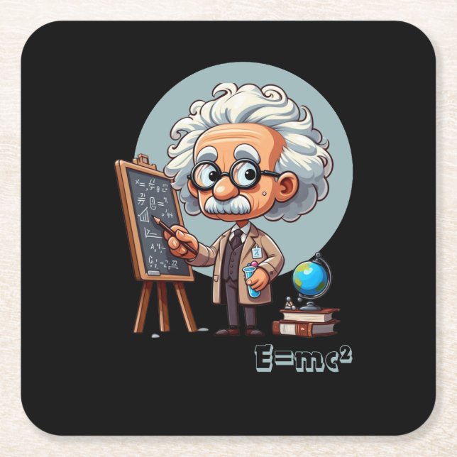 Albert Einstein Rechteckiger Pappuntersetzer (Vorderseite)