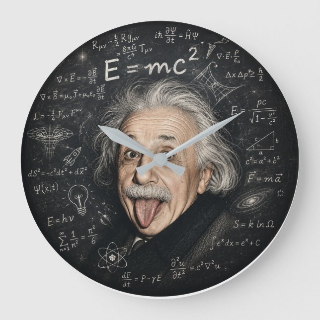 Albert Einstein Wanduhr | Physik- und Wissenschaft (Vorderseite)