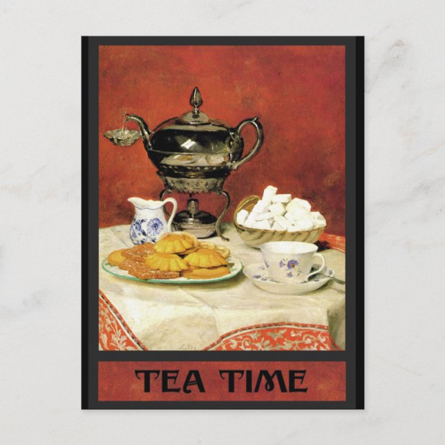 Albert Samuel Anker ~ Tea Time Postkarte (Vorderseite)