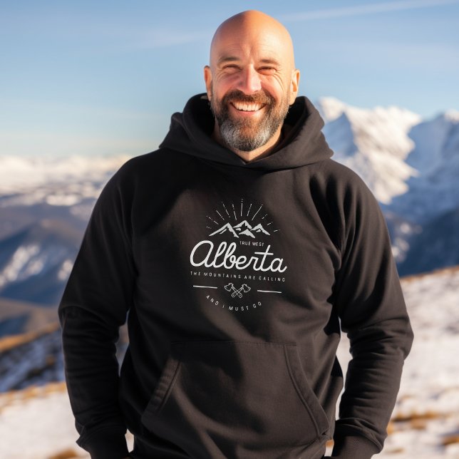 Alberta Berge rufen mich an, ich muss dunklen Mono Hoodie (Von Creator hochgeladen)