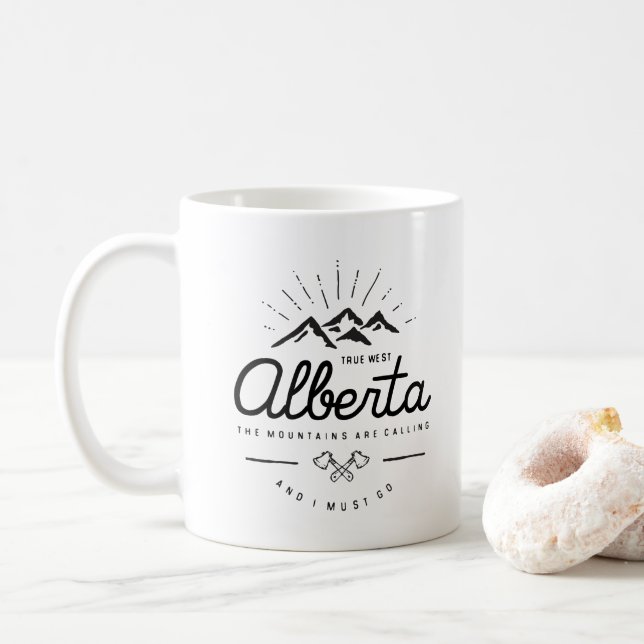 Alberta Berge rufen mich an, ich muss Monotone geh Kaffeetasse (Mit Donut)