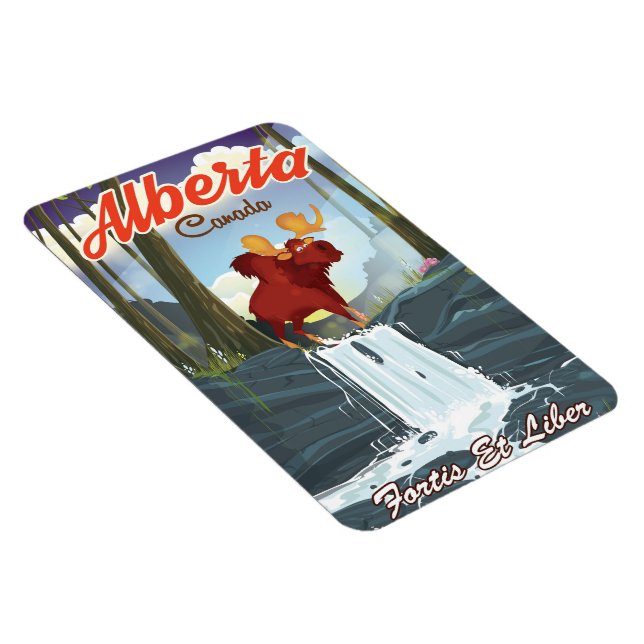 Alberta Canada Cartoon Reiseplakat Magnet (Rechte Seite)