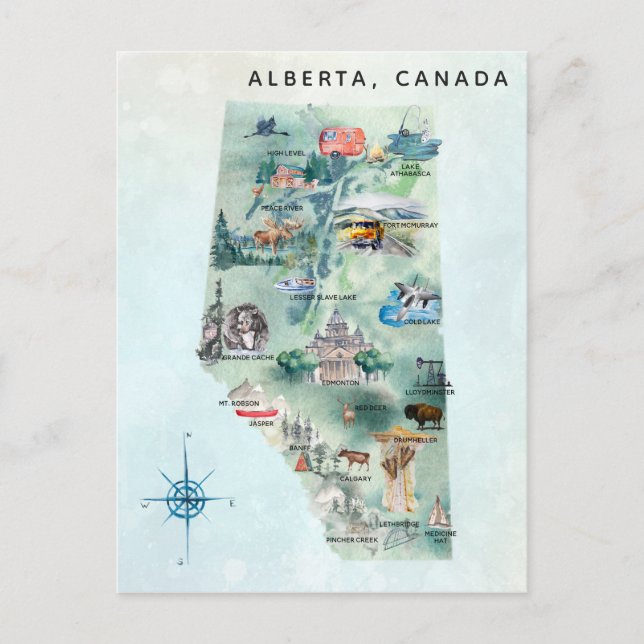 Alberta Canada Illustrierte Karte (Vorderseite)