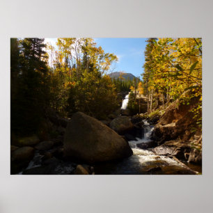 Alberta Falls im Herbst in den Rocky Mountains Poster