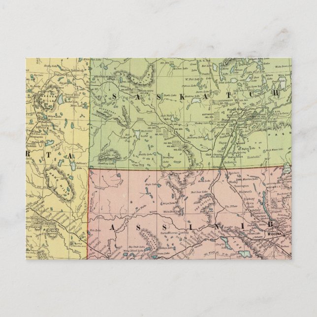 Alberta, Saskatchewan Postkarte (Vorderseite)