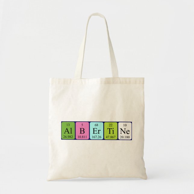Albertin Periodischer Tafelname Totbeutel Tragetasche (Vorne)
