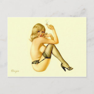 Alberto Vargas Rauchen blonde Vintages Button hoch Postkarte