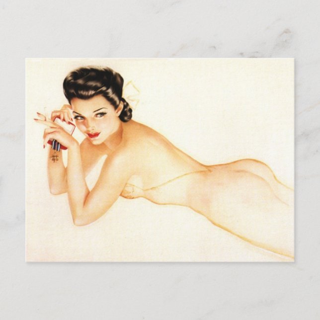 Alberto Vargas Vintages Button hoch Postkarte (Vorderseite)