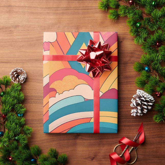 Albertonectes Rainbow Farbiges Muster Geschenkpapier (Feiertagsgeschenk)