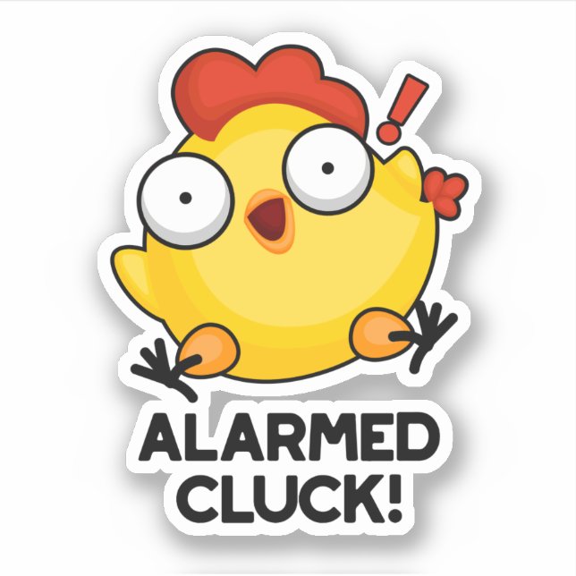Albewaffneter Cluck Funny Chicken Clock Puff Aufkleber (Vorderseite)