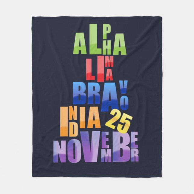 Albin 25 Phonetische Alphabet Fleecedecke (Vorderseite)