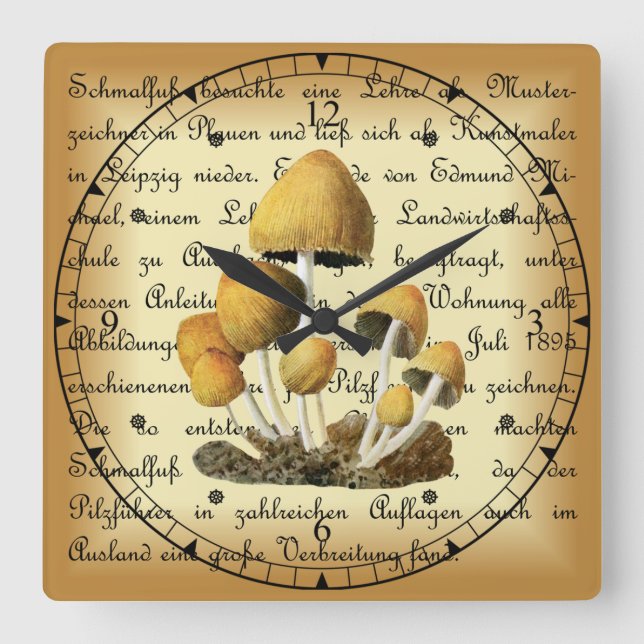 Albin Schmalfuß ~ Glimmertintling-1~ Pilze ~ Quadratische Wanduhr (Vorderseite)