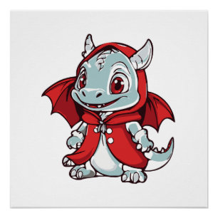 Albino-Drache in Rot Poster