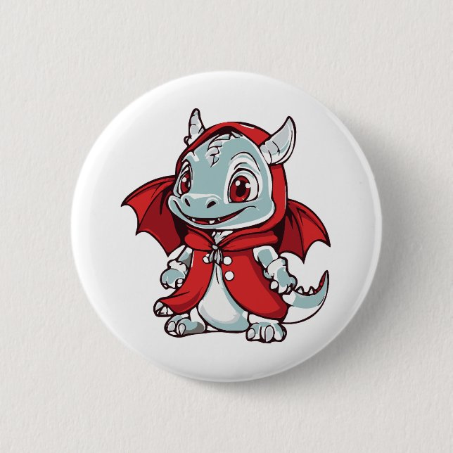Albino Dragon in Rot Button (Vorderseite)