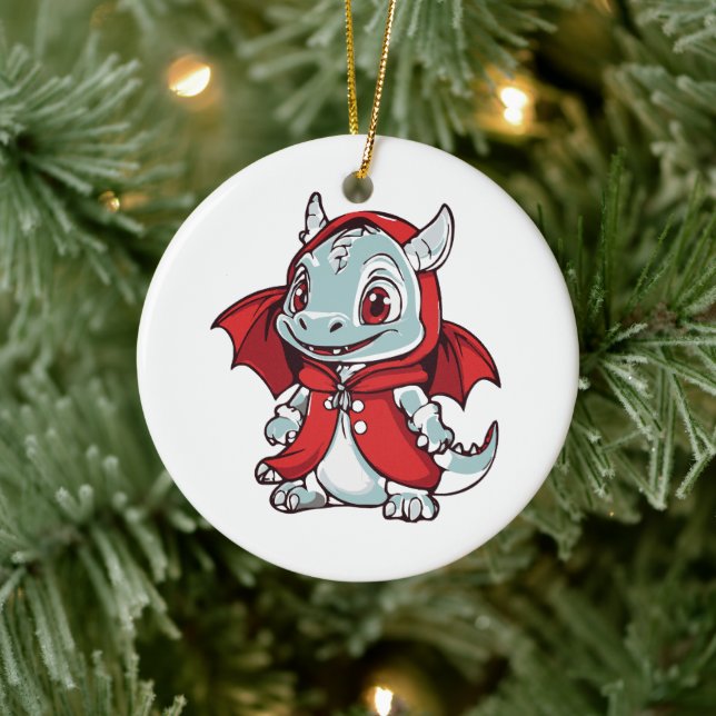 Albino Dragon in Rot Keramik Ornament (Baum)