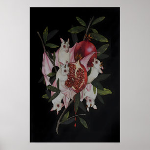 Albino Fruchtfledermäuse Granatapfel Dunkle Akadem Poster