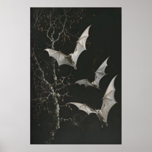 Albino-Fruchtfledermäuse Kunst Druckbar, Dunkle Bo Poster