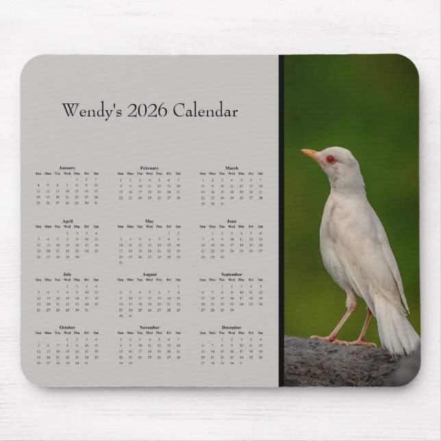 Albino Robin: Customize full year 2025 calendar Mousepad (Vorne)