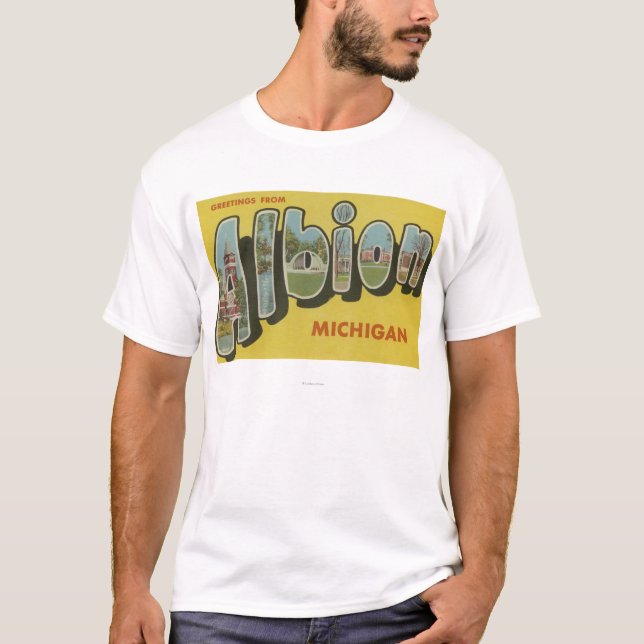 Albion, Michigan - große Buchstabe-Szenen T-Shirt (Vorderseite)