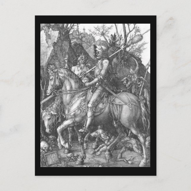 Albrecht Durer Knight Death und der Teufel Postkarte (Vorderseite)