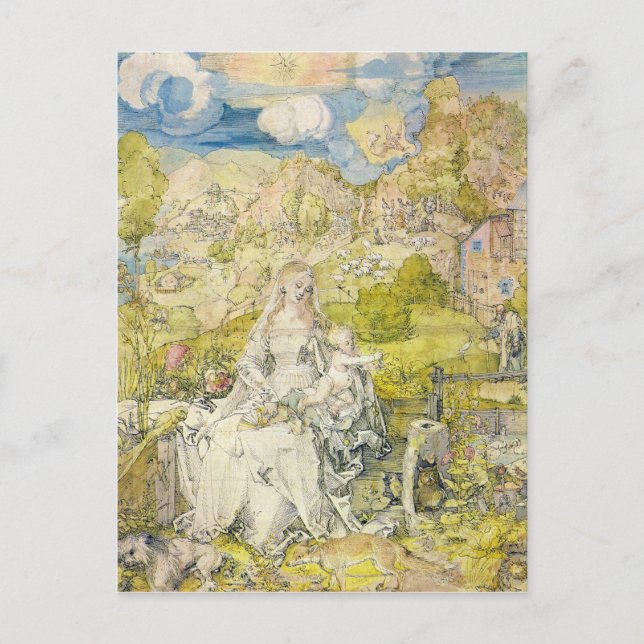 Albrecht Durer - Madonna mit vielen Tieren Postkarte (Vorderseite)