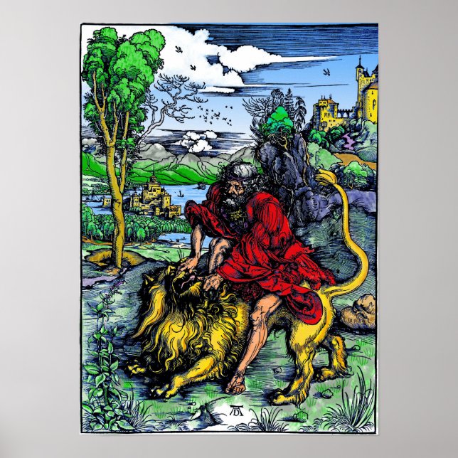 Albrecht Dürer "Samson Killing the Lion" 1498 Poster (Vorne)