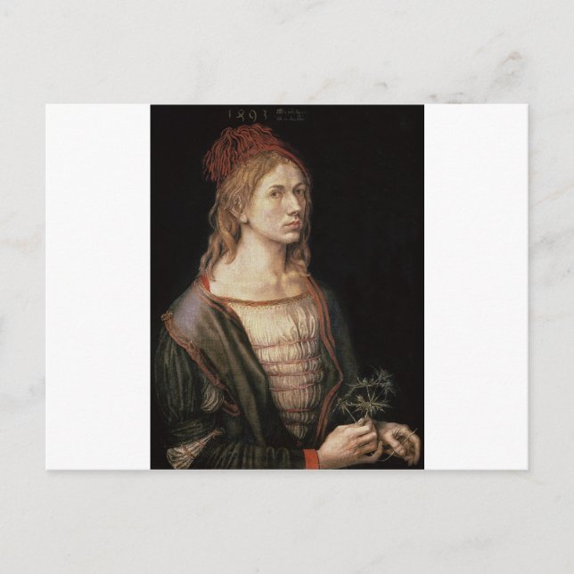 Albrecht Durer - Selbstportrait mit einem Dick Postkarte (Vorderseite)