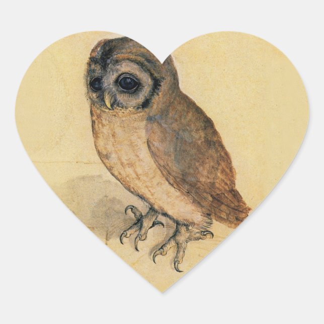 Albrecht Durer The Little Owl Herz-Aufkleber (Vorderseite)