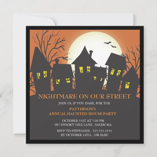 Albtraum-Nachbarschafts-Halloween-Party-Einladung Einladung (Vorderseite)