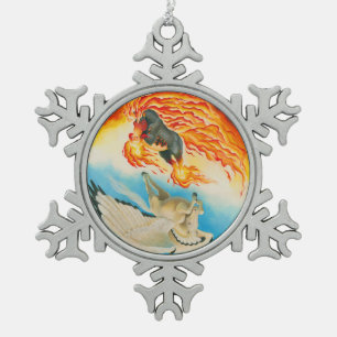 Albtraum und MESA Pegasus Yin Yang Schneeflocken Zinn-Ornament