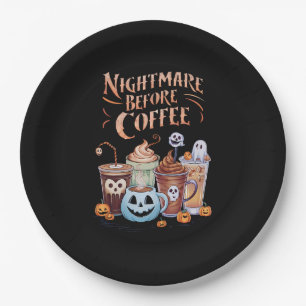 Albtraum vor dem Kaffee-Kürbisgewürz-Halloween Pappteller
