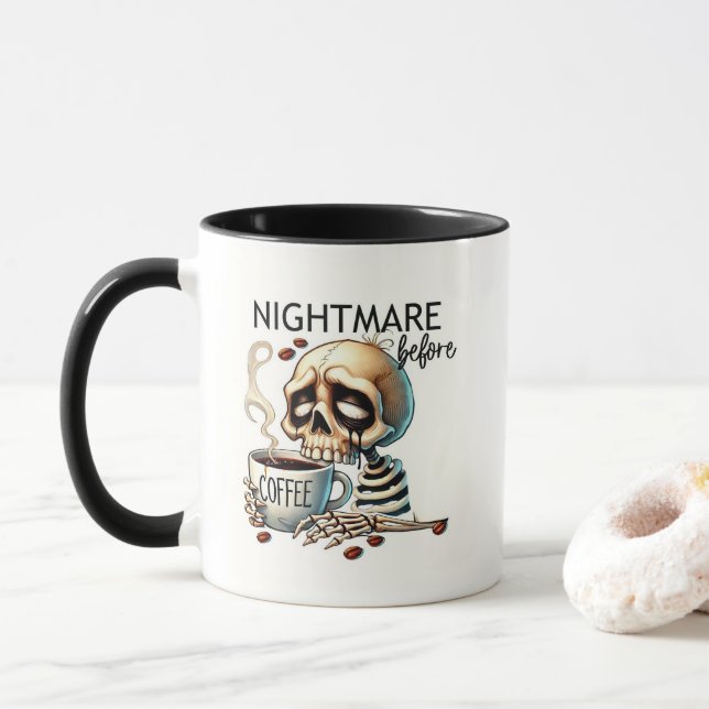 Albtraum vor Kaffee Tasse (Mit Donut)