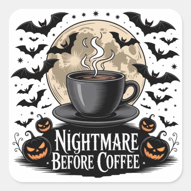 Albtraum vor Kaffeehaus Quadratischer Aufkleber (Vorderseite)