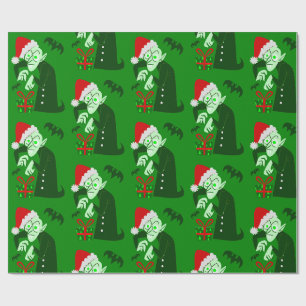 Albtraum Weihnachten vampire santa nosferatu grün Geschenkpapier