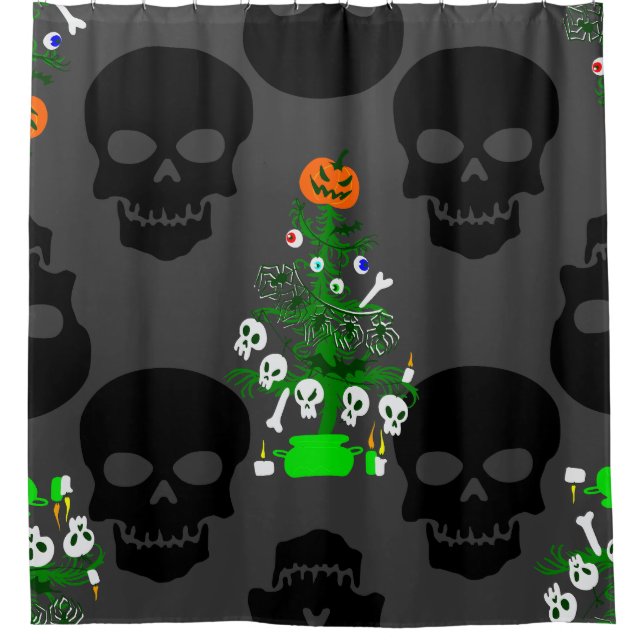 Albtraum-Weihnachtsbaum-Skulpturen Duschvorhang (Vorderseite)