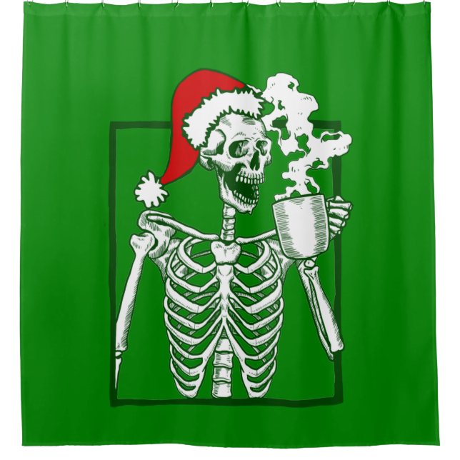 Albtraum Weihnachtsskelett trinken Kaffeemühlen Duschvorhang (Vorderseite)