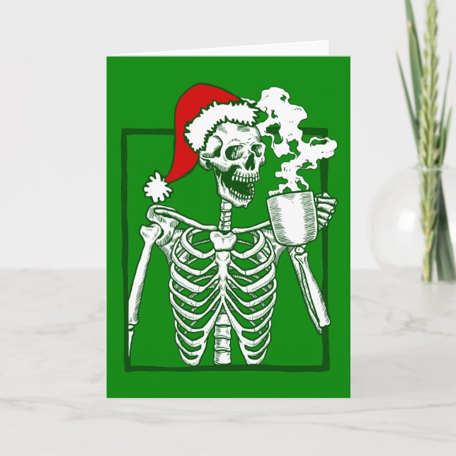 Albtraum Weihnachtsskelett trinken Kaffeemühlen Einladung (Vorderseite)