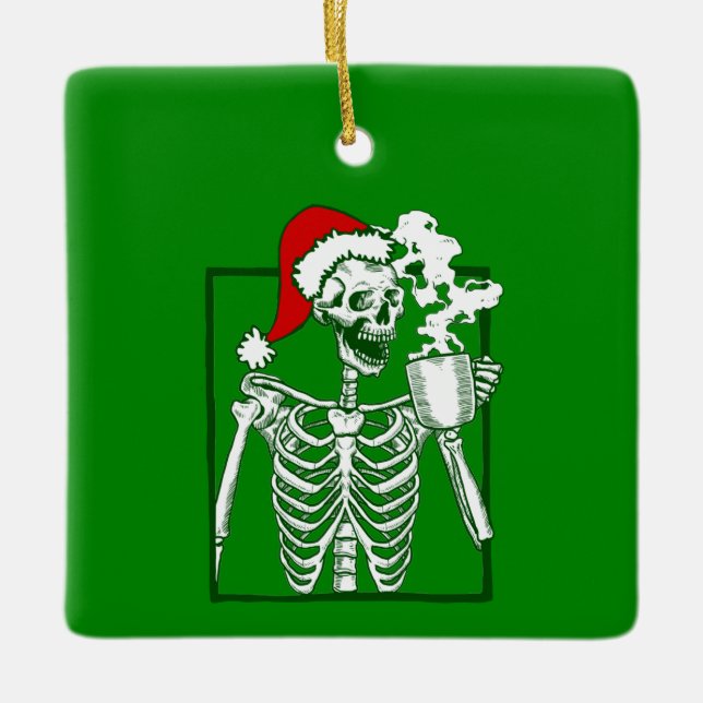 Albtraum Weihnachtsskelett trinken Kaffeemühlen Keramikornament (Vorderseite)