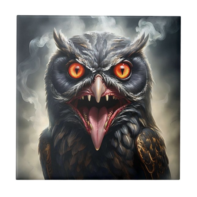 "Albtraumflügel: Das Fanged Vampire-Owl" Fliese (Vorderseite)