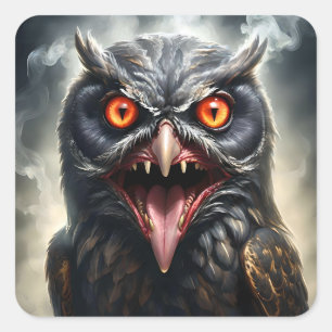 "Albtraumflügel: Das Fanged Vampire-Owl" Quadratischer Aufkleber