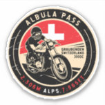 Albula Pass | Schweiz | Motorrad Aufkleber<br><div class="desc">Albula Pass in einem Vintagen,  bedrückten Stilemblem gemacht. Es ist ein berühmter Hochgebirgspass,  der in der Schweiz gefunden wurde.</div>
