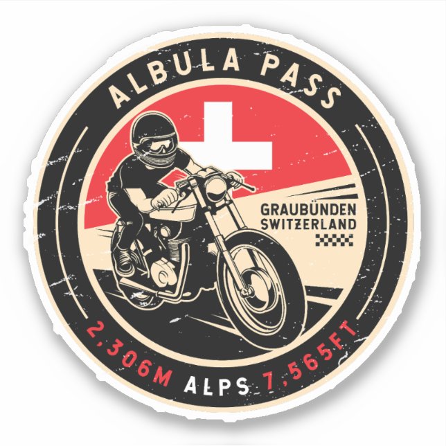 Albula Pass | Schweiz | Motorrad Aufkleber (Vorderseite)