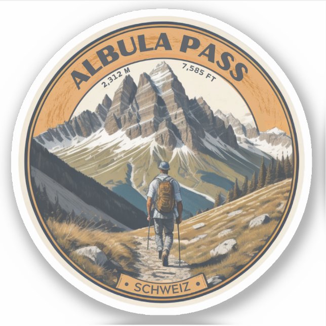 Albula Pass Schweizer Alpen Bergwandern Aufkleber (Vorderseite)