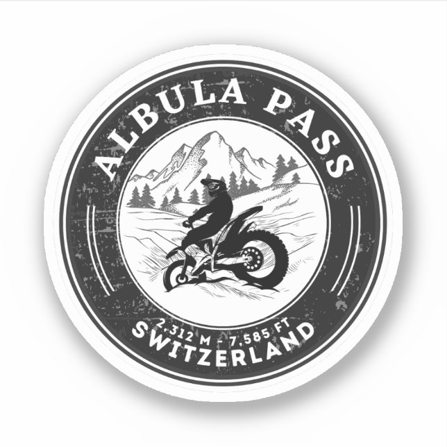 Albula Pass - Schweizer Alpen - Motorradtour Aufkleber (Vorderseite)