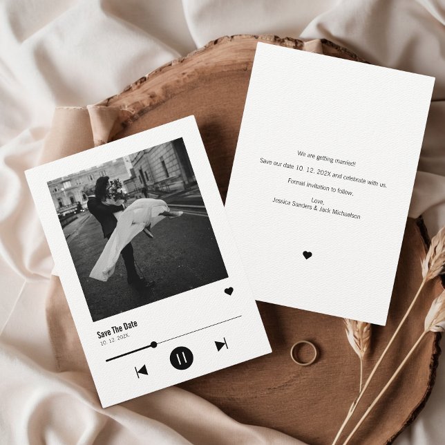 Album Cover Viral Music Save the Date (Viral Trend Album Cover Music Inspired Wedding Save the Date Unique Aesthetic Cute Minimalist Photo)