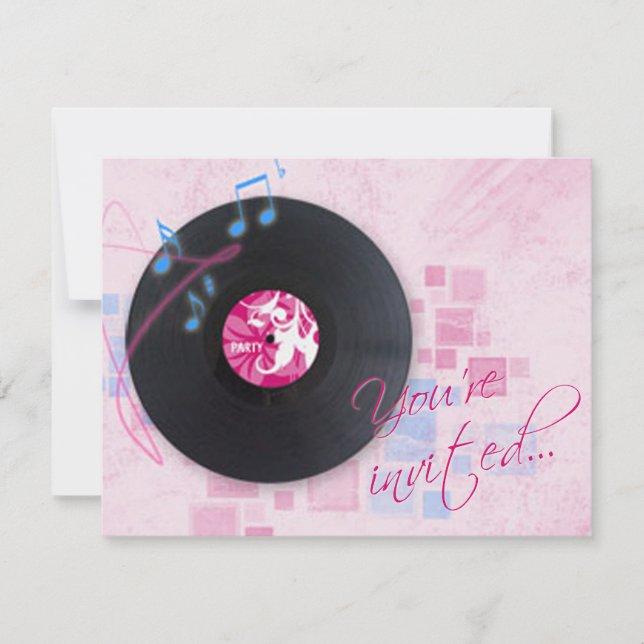 Album "Record" in der Party Einladung "Pink Dance" (Vorderseite)