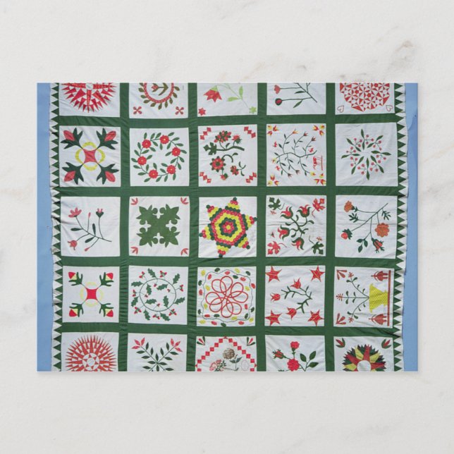 Albumsteppdecke mit Jahreszeit-Blumen, 1844 Postkarte (Vorderseite)