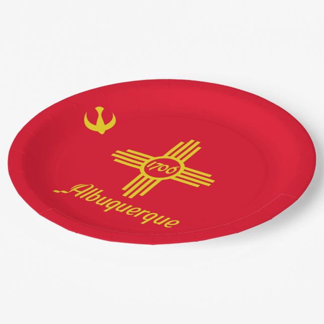 Albuquerque-Flagge Pappteller (Schrägansicht)