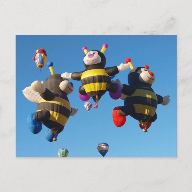 Albuquerque Hot Air Ballon Bienen Postkarte (Vorderseite)
